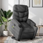 Stand up Massage Recliner Chair Dark Grey Fabric