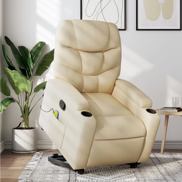 Stand up Massage Recliner Chair Cream Fabric