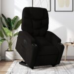 Electric Stand up Recliner Chair Black Fabric