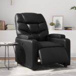 Electric Recliner Chair Black Faux Leather