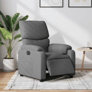 Electric Recliner Chair Dark Grey Fabric