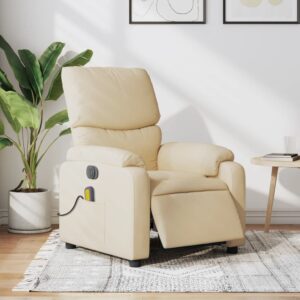 Electric Massage Recliner Chair Cream Fabric