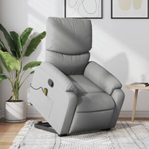 Stand up Massage Recliner Chair Light Grey Fabric