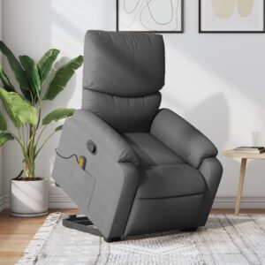 Stand up Massage Recliner Chair Dark Grey Fabric