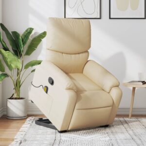 Stand up Massage Recliner Chair Cream Fabric