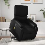 Stand up Massage Recliner Chair Black Faux Leather