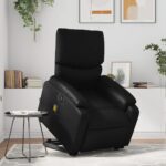 Electric Stand up Massage Recliner Chair Black Faux Leather