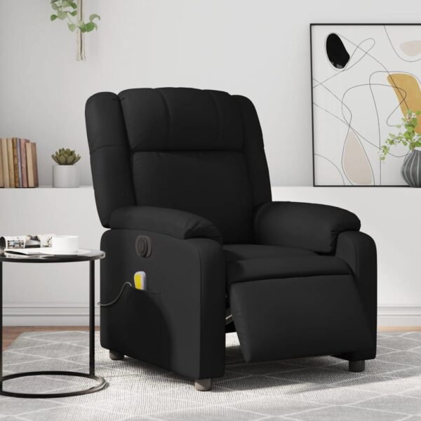 Electric Massage Recliner Chair Black Faux Leather