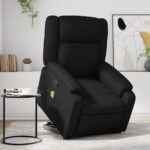 Stand up Massage Recliner Chair Black Faux Leather