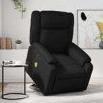 Electric Stand up Massage Recliner Chair Black Faux Leather