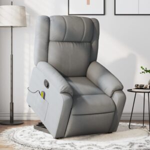 Stand up Massage Recliner Chair Light Grey Fabric