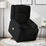 Electric Stand up Massage Recliner Chair Black Fabric