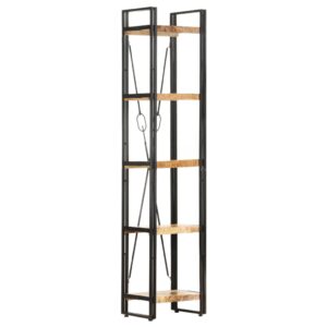 Industrial  5-Tier Bookcase Solid Mango Wood  Sturdy Steel Frame  Retro Look