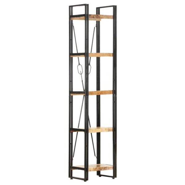 Industrial  5-Tier Bookcase Solid Mango Wood  Sturdy Steel Frame  Retro Look