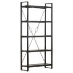 5-Tier Bookcase Black 90x30x180 cm Solid Mango Wood