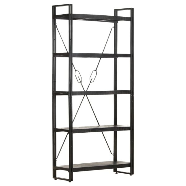 5-Tier Bookcase Black 90x30x180 cm Solid Mango Wood