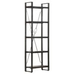 5-Tier Industrial  Bookcase in Black  Solid Mango Wood  Sturdy Steel Frame  Retro Look