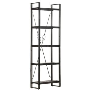 5-Tier Industrial  Bookcase in Black  Solid Mango Wood  Sturdy Steel Frame  Retro Look