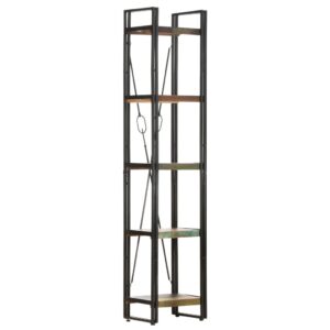 5-Tier Bookcase Solid Reclaimed Wood Industrial  Home Office Storage Display