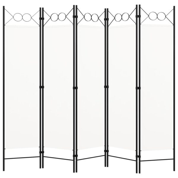 High-Quality Cream White 5-Panel Room Divider with Circle Design  Iron Frame and Fabric Screens