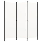 High-Quality Cream White 3-Panel Room Divider Privacy Screen Freestanding Fabric Iron Frame