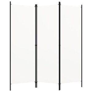 High-Quality Cream White 3-Panel Room Divider Privacy Screen Freestanding Fabric Iron Frame