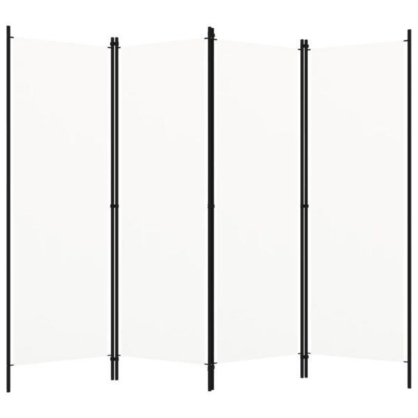 Freestanding 4-Panel Room Divider in Cream White - Iron Frame with Fabric Screens