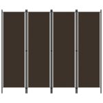 Freestanding 4-Panel Room Divider in Brown - Iron Frame with Fabric Screens - Ideal for Privacy and Decoration