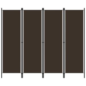 Freestanding 4-Panel Room Divider in Brown - Iron Frame with Fabric Screens - Ideal for Privacy and Decoration