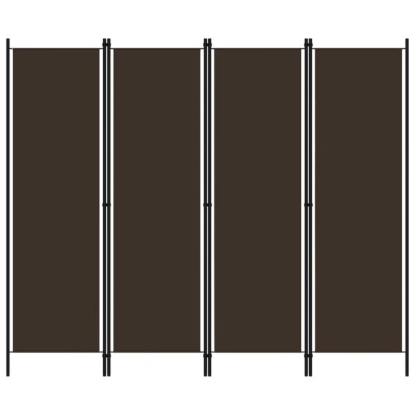 Freestanding 4-Panel Room Divider in Brown - Iron Frame with Fabric Screens - Ideal for Privacy and Decoration