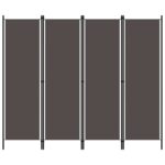 Four Panel Room Divider Privacy Screen Anthracite Fabric Iron Frame Foldable