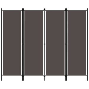 Four Panel Room Divider Privacy Screen Anthracite Fabric Iron Frame Foldable