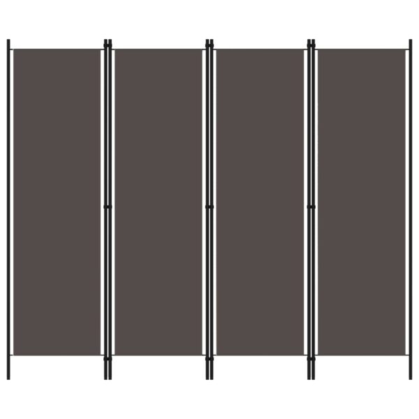 Four Panel Room Divider Privacy Screen Anthracite Fabric Iron Frame Foldable