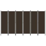 Freestanding 6-Panel Room Divider in Brown - Iron Frame with Fabric Screens - Ideal for Privacy and Decoration