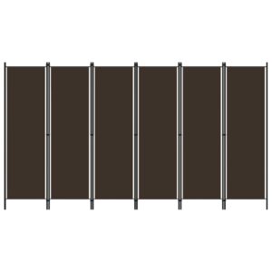 Freestanding 6-Panel Room Divider in Brown - Iron Frame with Fabric Screens - Ideal for Privacy and Decoration