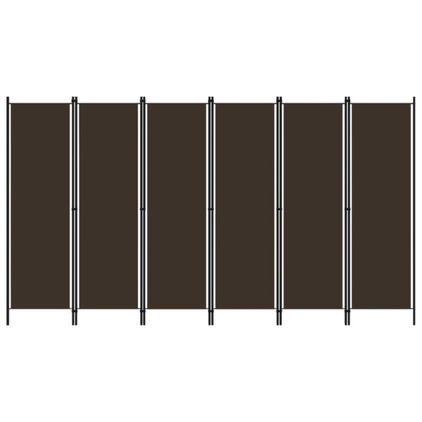 Freestanding 6-Panel Room Divider in Brown - Iron Frame with Fabric Screens - Ideal for Privacy and Decoration