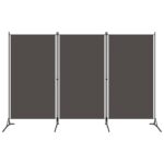 Three-Panel Room Divider in Anthracite  Lightweight and Freestanding  Iron Frame with Fabric Screens