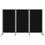 High-Quality 3-Panel Room Divider in Black Fabric  Versatile and Foldable  Ideal for Privacy and Sunlight Control