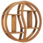 Solid Teak Wood Yin Yang Wall Shelf - Classic Oriental Charm  Fine Sanded  Waterbased Finish