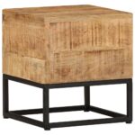 Stylish Rough Mango Wood Side Table with Iron Legs  Natural Finish  Easy Assembly