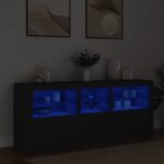 Sideboard with LED Lights Black 162x37x67 cm