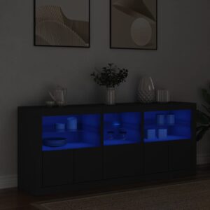 Sideboard with LED Lights Black 162x37x67 cm