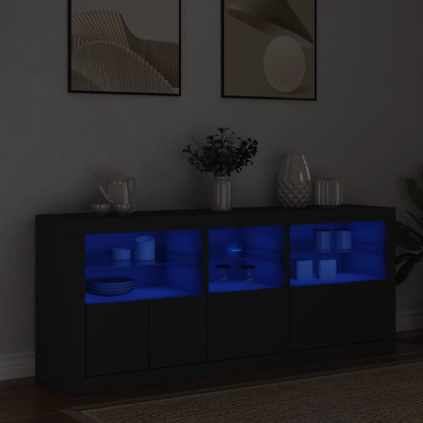 Sideboard with LED Lights Black 162x37x67 cm