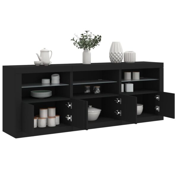 Sideboard with LED Lights Black 181.5x37x67 cm