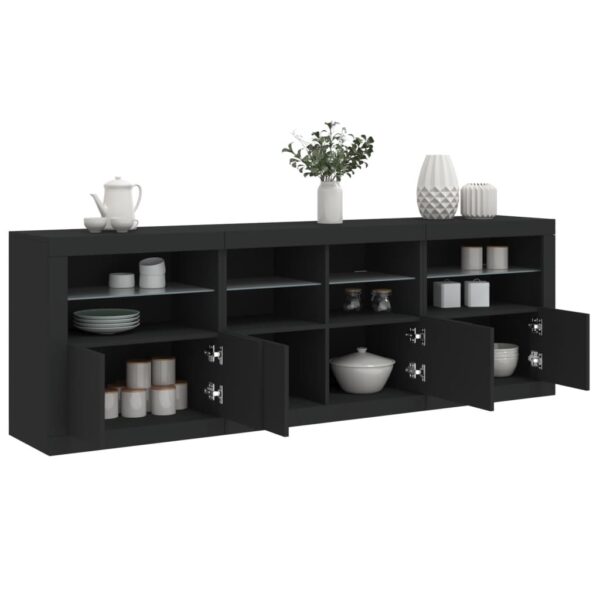 Sideboard with LED Lights Black 202x37x67 cm