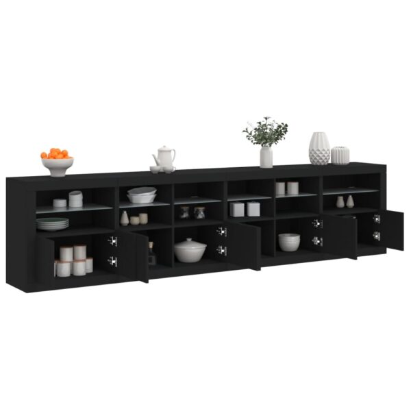 Sideboard with LED Lights Black 283x37x67 cm