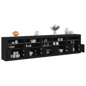 Sideboard with LED Lights Black 283x37x67 cm