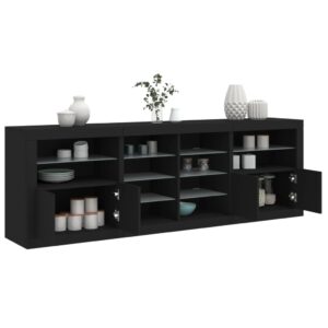 Sideboard with LED Lights Black 202x37x67 cm