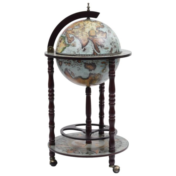 Elegant Globe Bar Wine Stand in Blue  Solid Eucalyptus Wood  Ideal for Home or Office