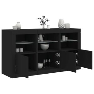 Sideboard with LED Lights Black 123x37x67 cm